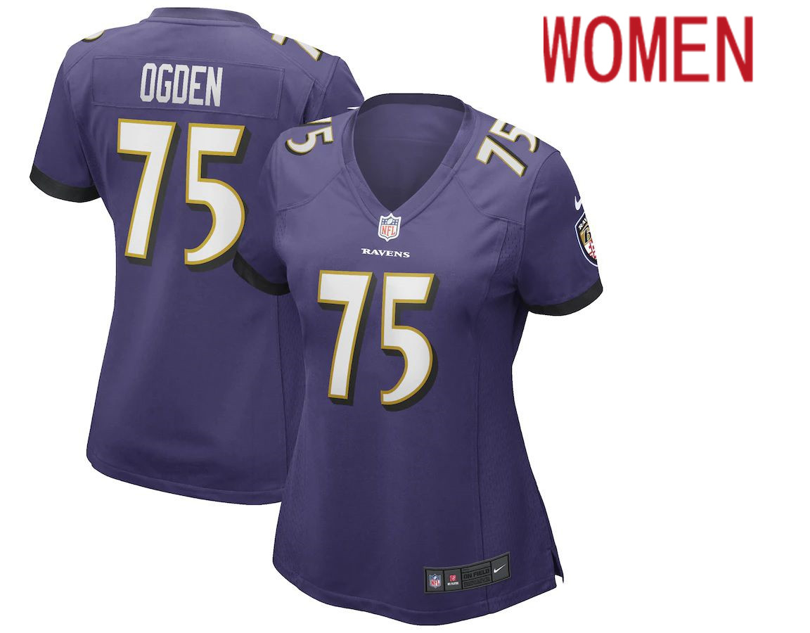 Women Baltimore Ravens #75 Jonathan Ogden Nike Purple Game Retired Player NFL Jersey